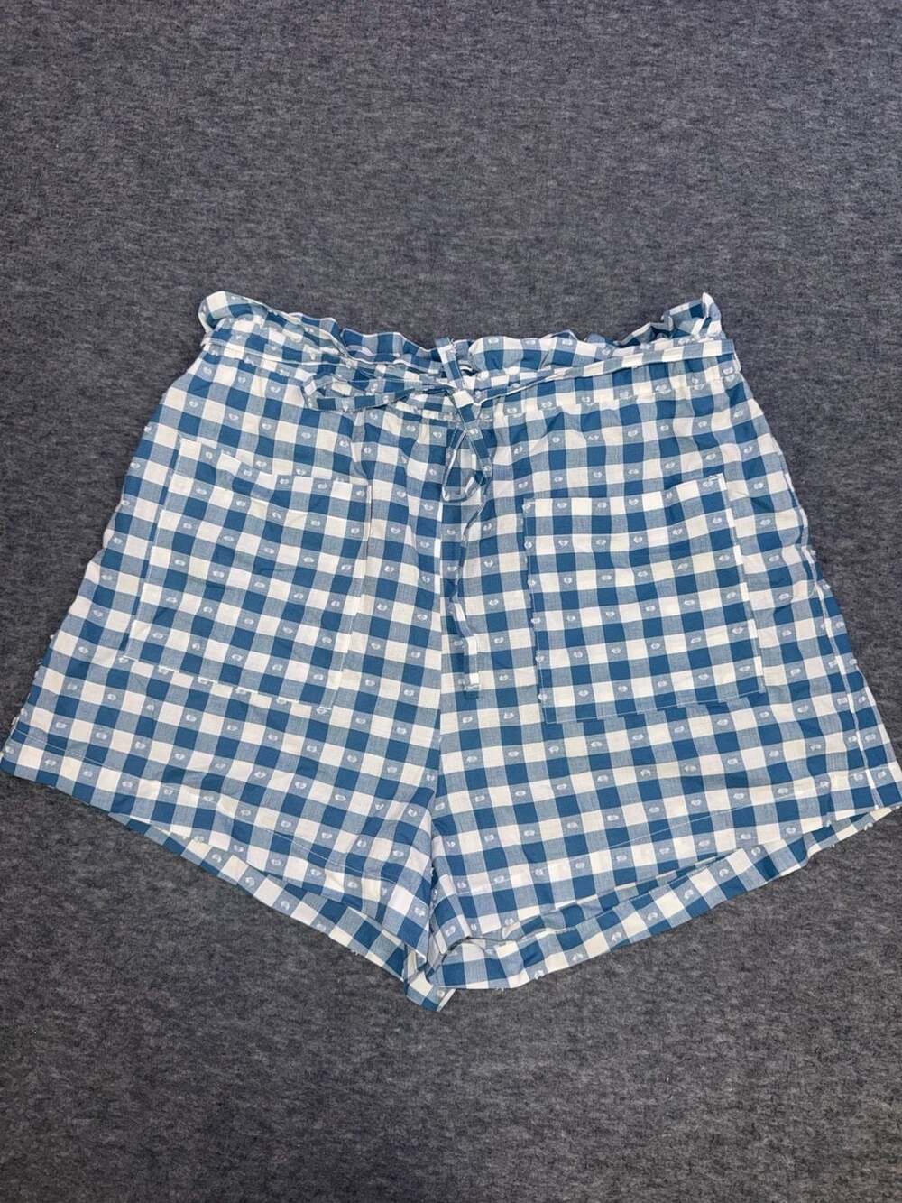 Lauren Conrad Women's Blue Gingham Paperbag Waist Shorts Size M